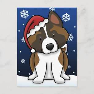 Kawaii Akita Christmas Postcard Feestdagenkaart