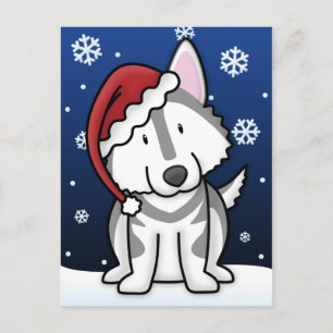 Kawaii Alaskan Malamute Christmas Briefkaart