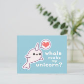 Kawaii Albino Narwhal Briefkaart (Staand voorkant)