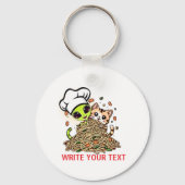 Kawaii Alien Chef Kat Spaghetti Kunst Sleutelhanger (Voorkant)