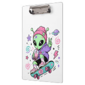 Kawaii Alien Skater Bubble Tea Ontwerp Klembord (Links)