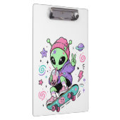Kawaii Alien Skater Bubble Tea Ontwerp Klembord (Rechts)
