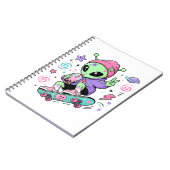Kawaii Alien Skater Bubble Tea Ontwerp Notitieboek (Linkerzijde)