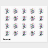 Kawaii Alien Skater Bubble Tea Ontwerp Ronde Sticker (Vel)