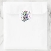 Kawaii Alien Skater Bubble Tea Ontwerp Ronde Sticker (Tas)