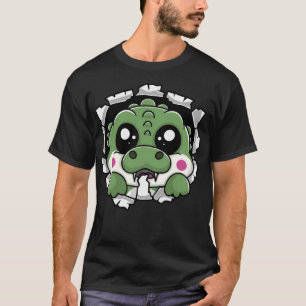 Kawaii alligator kauwen door t-shirt
