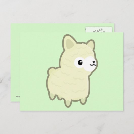 Kawaii alpaca briefkaart (Voorkant / Achterkant)