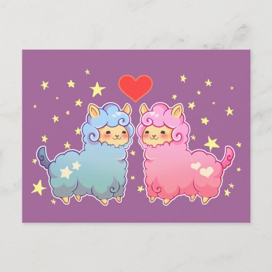 Kawaii Alpaca Friends Briefkaart (Voorkant)