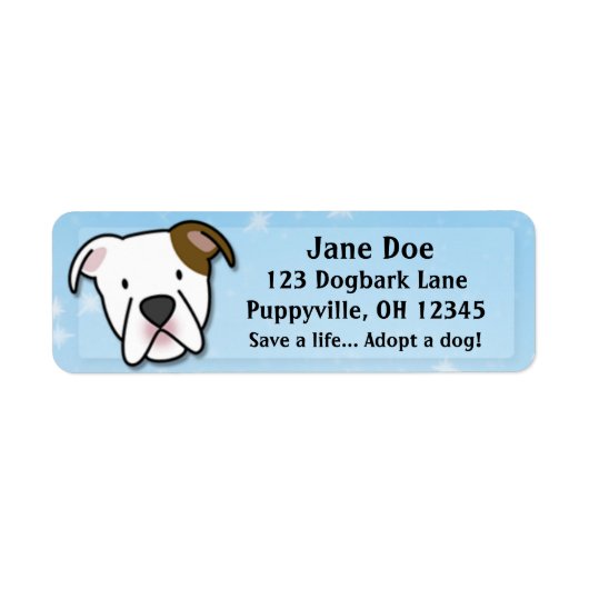 Kawaii American Bulldog Etiket (Voorkant)