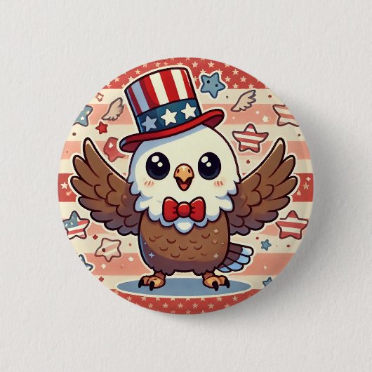Kawaii American Eagle Ronde Button 5,7 Cm (Voorkant)