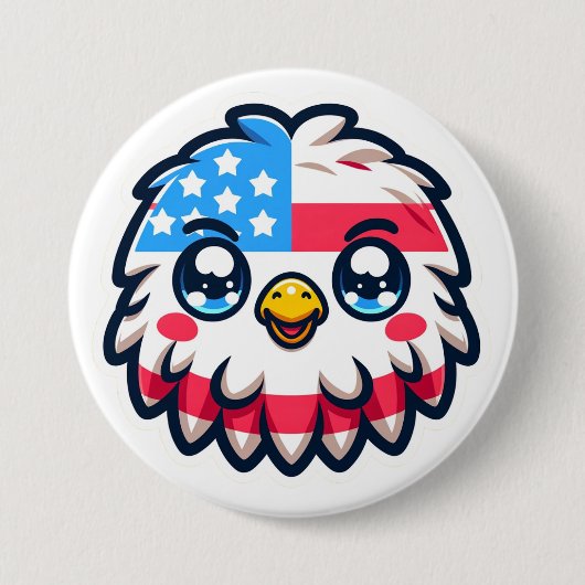 Kawaii American Eagle Ronde Button 7,6 Cm (Voorkant)