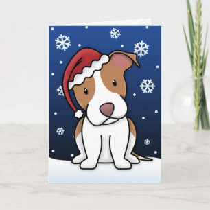 Kawaii American Pit Bull Terrier Kerstkaart Feestdagen Kaart