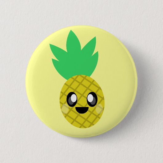 Kawaii ananas fruit gezicht zo gelukkig schattig ronde button 5,7 cm (Voorkant)