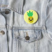 Kawaii ananas fruit gezicht zo gelukkig schattig ronde button 5,7 cm (In situ)