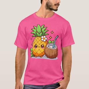 Kawaii ananas met kokosnoot Drink kokos Wat T-shirt