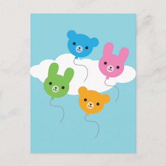 Kawaii Animal Balloons Briefkaart (Voorkant)