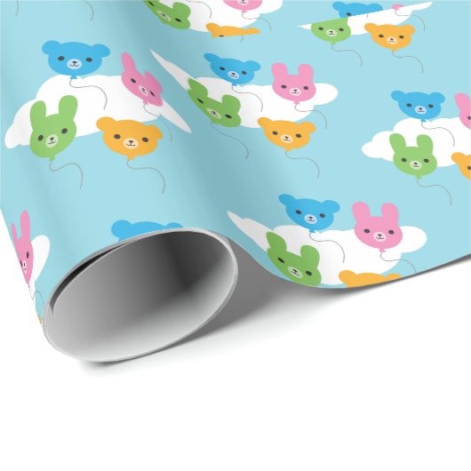 Kawaii Animal Balloons Cadeaupapier (Rol Hoek)