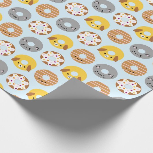 Kawaii Animal Donuts Cadeaupapier (Hoek)