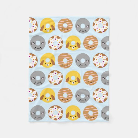 Kawaii Animal Donuts Fleece Deken (Voorkant)