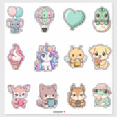 Kawaii Animal Sticker Bundle – Cute Fantasy & Anim (Vel)