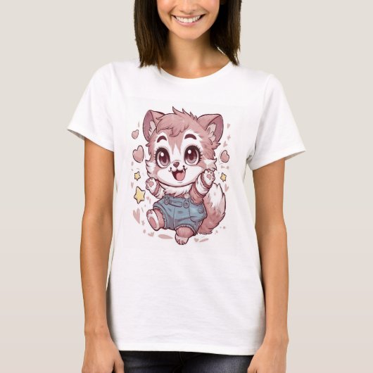 kawaii animal sticker t-shirt (Voorkant)