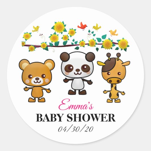 Kawaii Animals Baby shower_GC - Sticker (Voorkant)