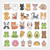 Kawaii Animals & Food Lover's Sticker Set (Voorkant)