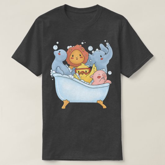 Kawaii Animals Seal, Lion, Pig, Duck, Elephant Bat T-shirt (Design voorkant)