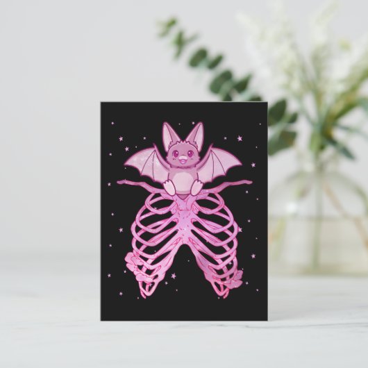 Kawaii Anime Animal Pastel Gothic Bat Briefkaart (Staand voorkant)