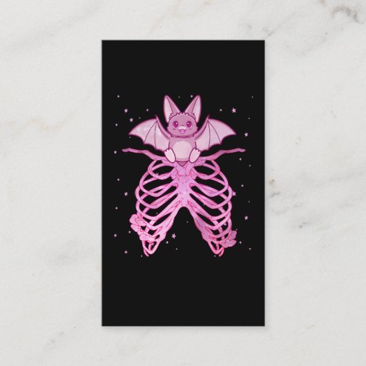 Kawaii Anime Animal Pastel Gothic Bat Visitekaartje (Voorkant)