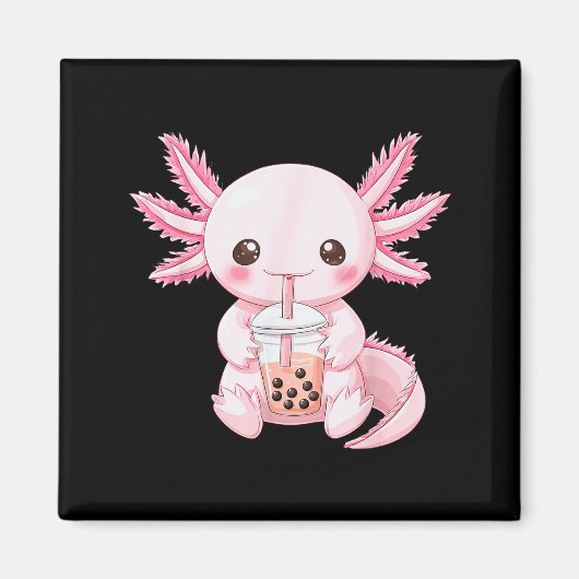 Kawaii Anime Axolotl Boba  Magneet (Voorkant)