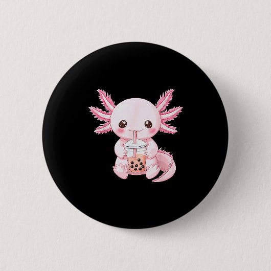 Kawaii Anime Axolotl Boba Ronde Button 5,7 Cm (Voorkant)