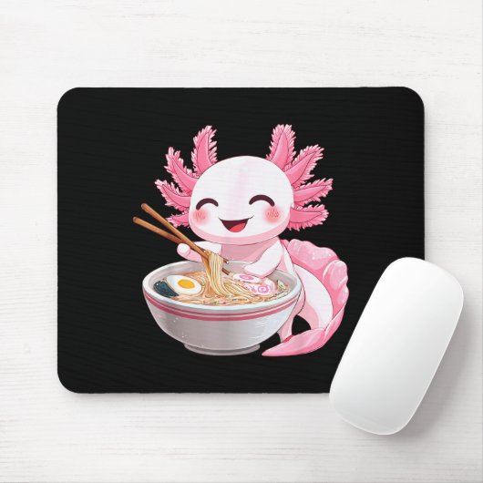 Kawaii Anime Axolotl Ramen  Muismat (Met muis)
