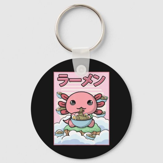 Kawaii Anime Axolotl Ramen Noodle Women Mannen Boy Sleutelhanger (Voorkant)