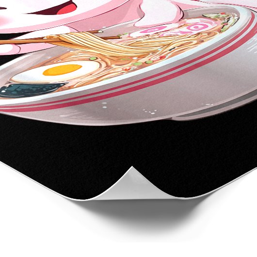 Kawaii Anime Axolotl Ramen  Poster (Hoek)