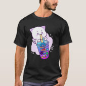 Kawaii Anime Boba Galaxy Cat Planet Tea Cute Kitte T-shirt (Voorkant)