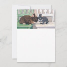 Kawaii Anime Bunnies on Chairs Party Invitation Kaart