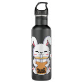 Kawaii Anime Bunny Drink Boba Bubble Tea Rabbit Waterfles (Voorkant)
