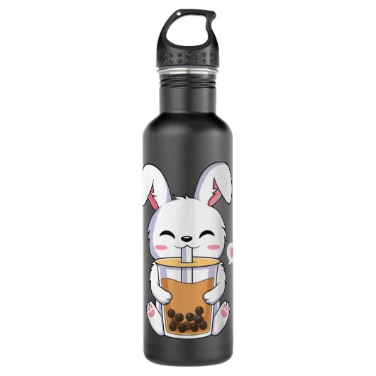 Kawaii Anime Bunny Drink Boba Bubble Tea Rabbit Waterfles (Voorkant)