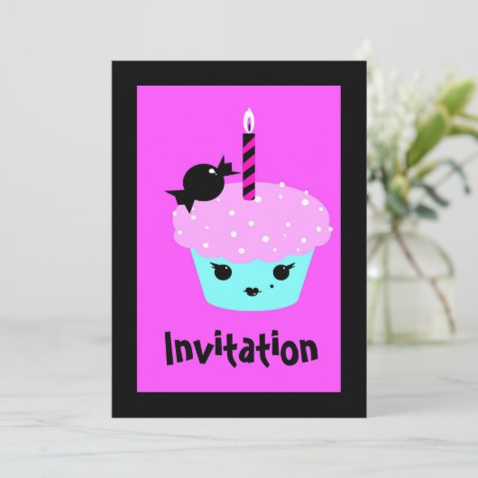 kawaii anime cartoon Emo gothic cupcake Kaart (Staand voorkant)