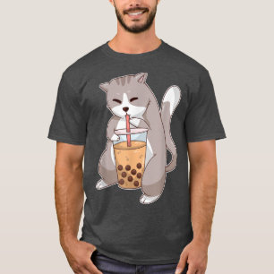 Kawaii Anime Cat Boba Tea Cute Kitten Cat Neko Bub T-shirt