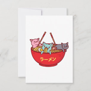 Kawaii Anime Cat Funny Schattige Japanse ramen Bedankkaart