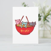 Kawaii Anime Cat Funny Schattige Japanse ramen Bedankkaart (Staand voorkant)