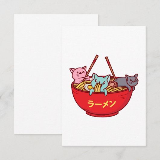 Kawaii Anime Cat Funny Schattige Japanse ramen Bedankkaart (Voorkant / Achterkant)