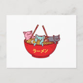 Kawaii Anime Cat Funny Schattige Japanse ramen Briefkaart (Voorkant)