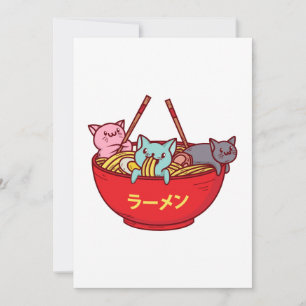 Kawaii Anime Cat Funny Schattige Japanse ramen Feestdagenkaart