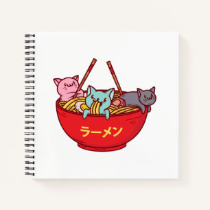 Kawaii Anime Cat Funny Schattige Japanse ramen Notitieboek