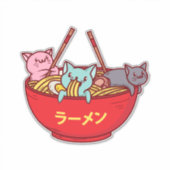 Kawaii Anime Cat Funny Schattige Japanse ramen Sticker (Voorkant)