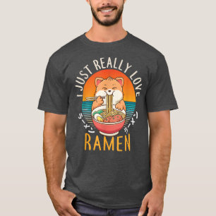 Kawaii Anime Cat Gift Girls Love Ramen Japans Fo T-shirt