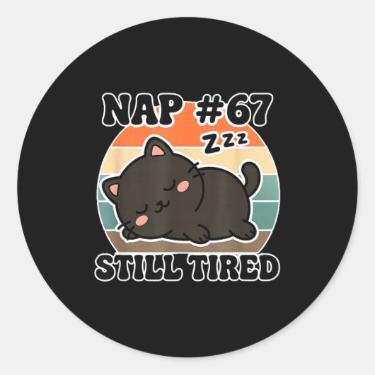 Kawaii Anime Cat Nap 67 Quote 6 7 Meme Graphic Tee Ronde Sticker (Voorkant)